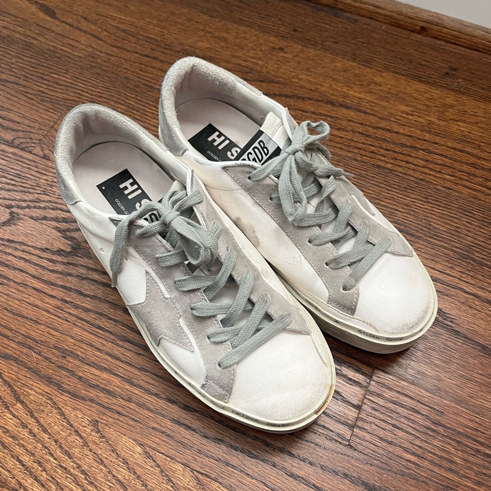 Golden Goose White and Gray Sneakers